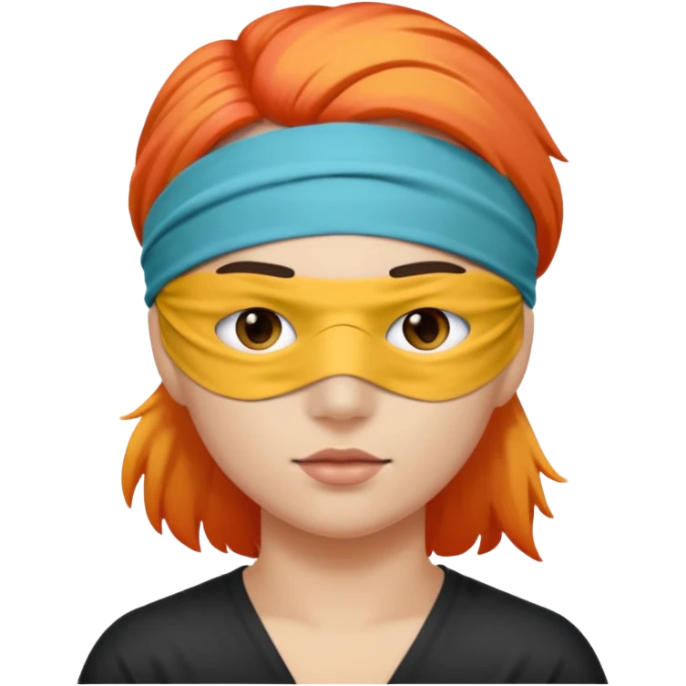 Blindfold person with different colors of hair. No trusting games with people blindfolded behind steering wheel emoji