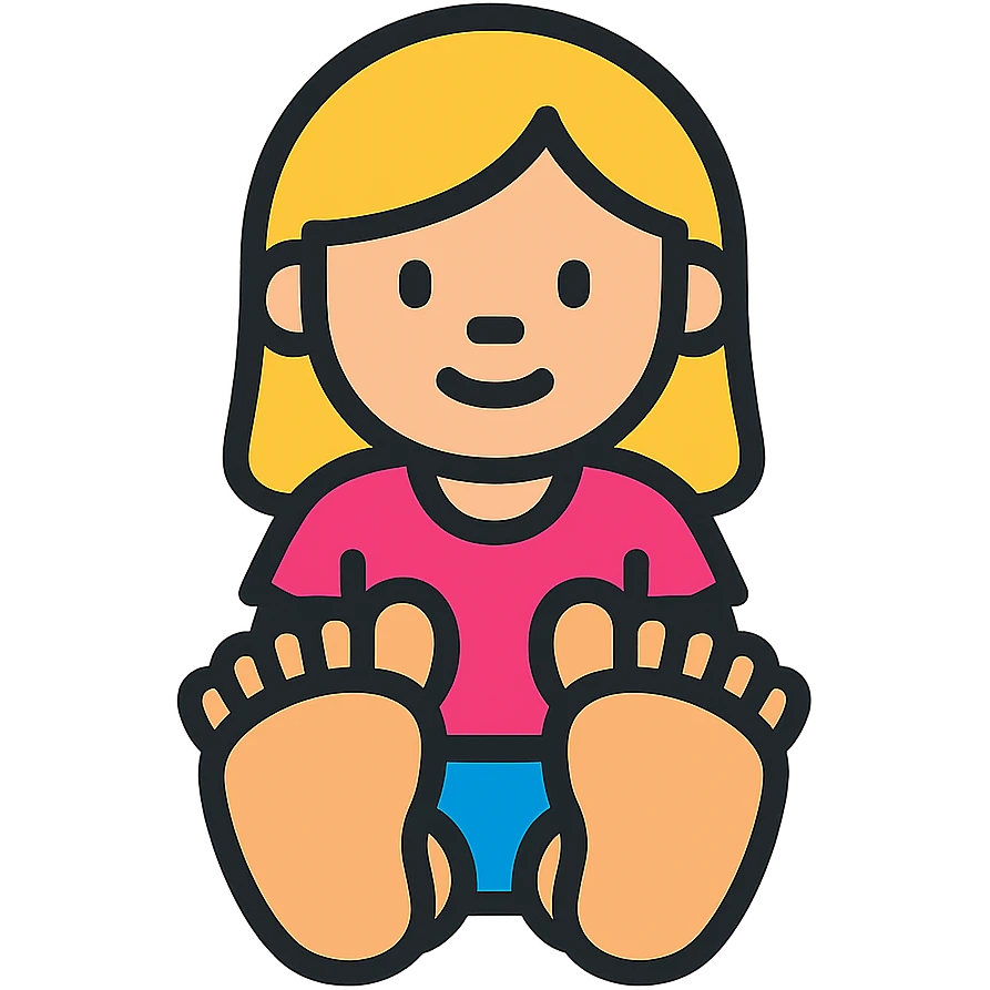 Blonde girl in pose feet emoji