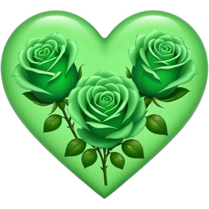 Green Heart with Little 3 green Roses  emoji