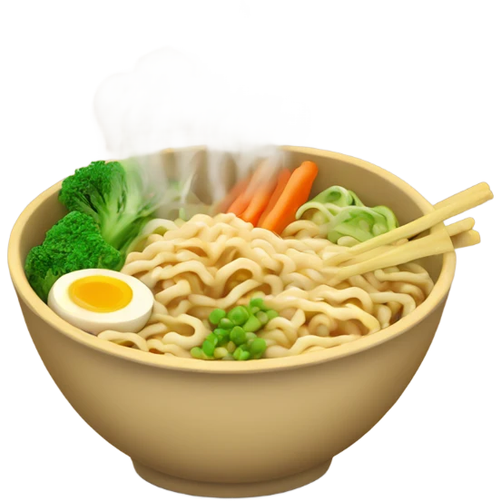 Steaming Ramen noodles with vegetables  emoji