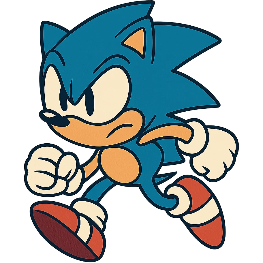 Sonic the Hedgehog with a determined expression, vibrant cartoon style emoji