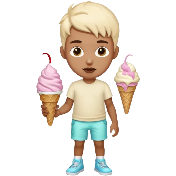 a boy with ice cream shorts and pit vipers emoji