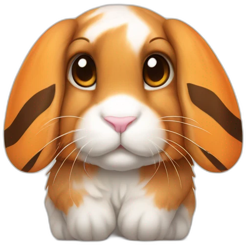 orange holland lop rabbit with floppy ears and tiger stripes emoji