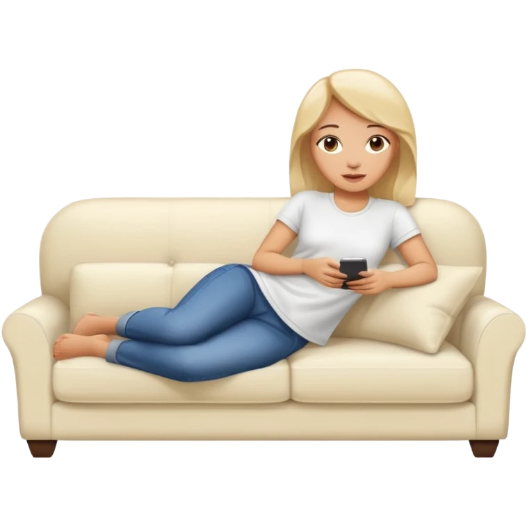 Women lying on a white sofa  emoji