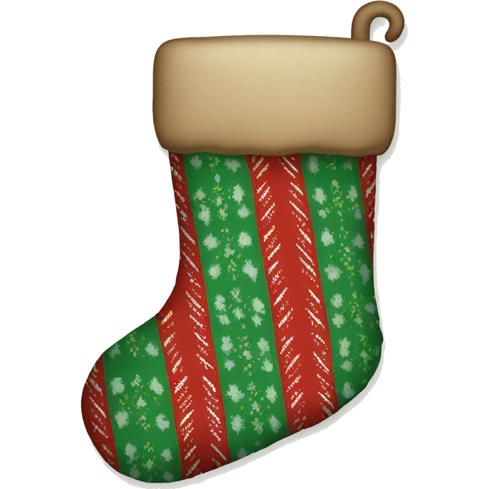 Christmas stocking with red and green pattern, cozy and festive design" emoji