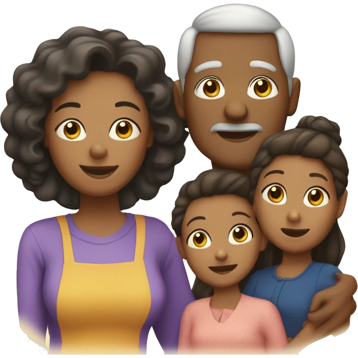 Family two grandparents, aunt, mom, dad, 3 daughters emoji