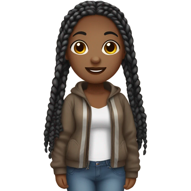Chubby Black girl with box braids emoji