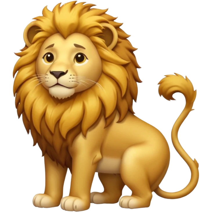 Create a single emoji of a Lion in full body, shown at a slight side angle in a natural, characteristic pose. Cute and stylized like an emoji, but clearly recognizable.
 emoji