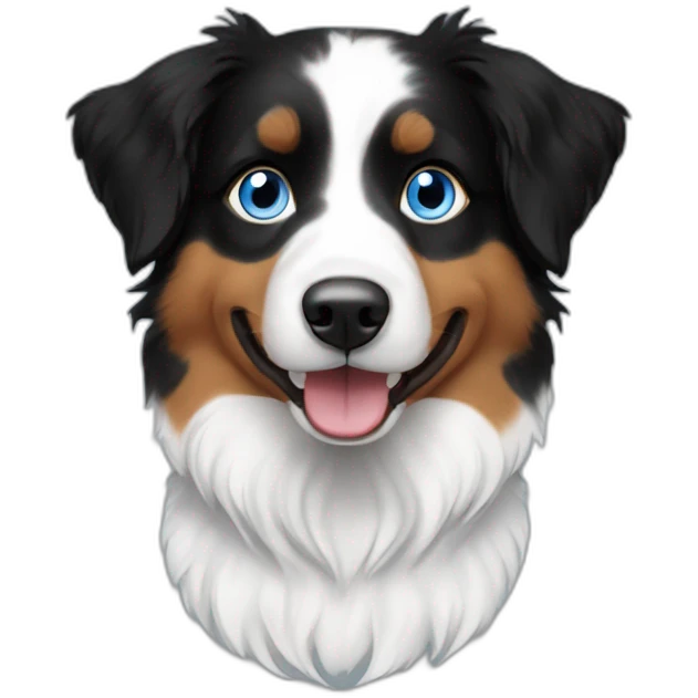 miniature black, white and fire with blue eyes australian shepherd emoji