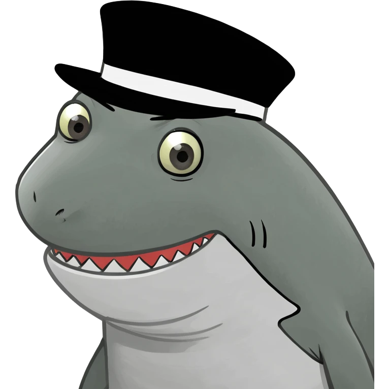 Shark with a top hat emoji