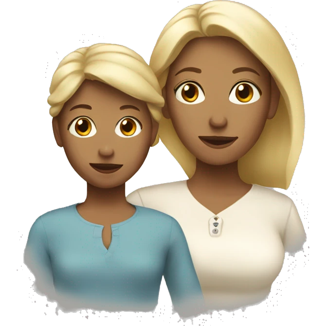 Blonde mom with her brown-haired adult daughter emoji