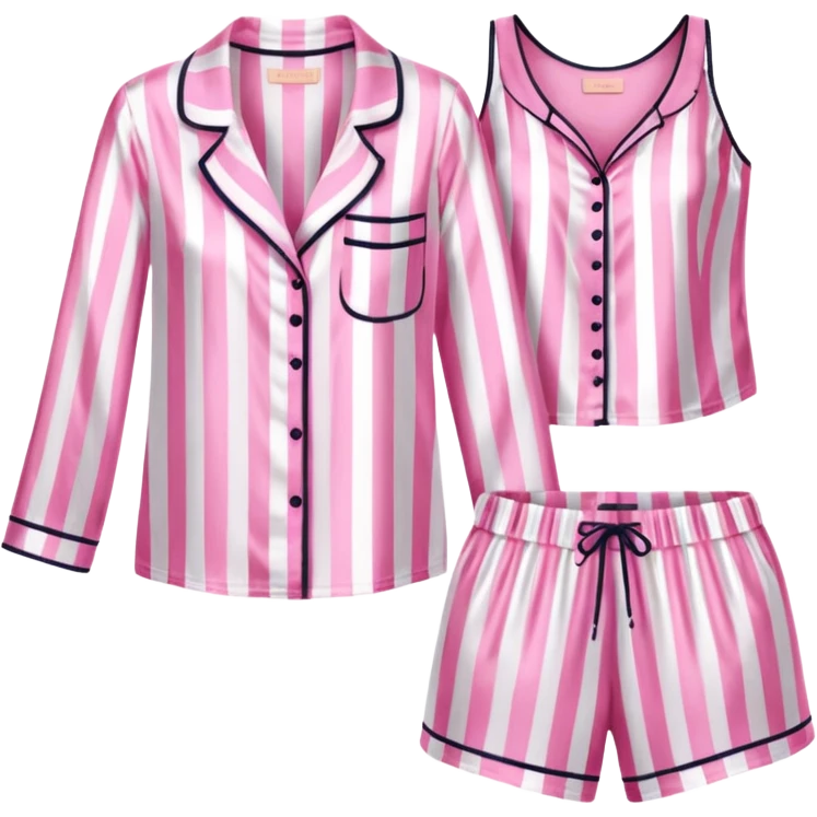 Striped pink and white silk Victoria’s Secret pajama set emoji