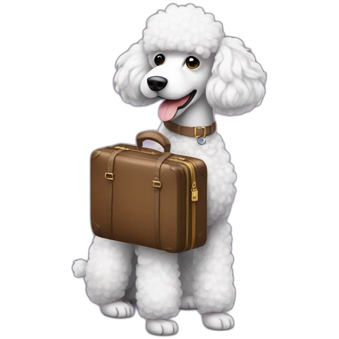 a poodle with a luggage on his hand emoji