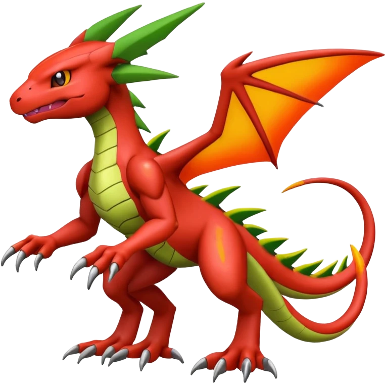 Cool edgy Guilmon-Flygon-Digimon, full body emoji