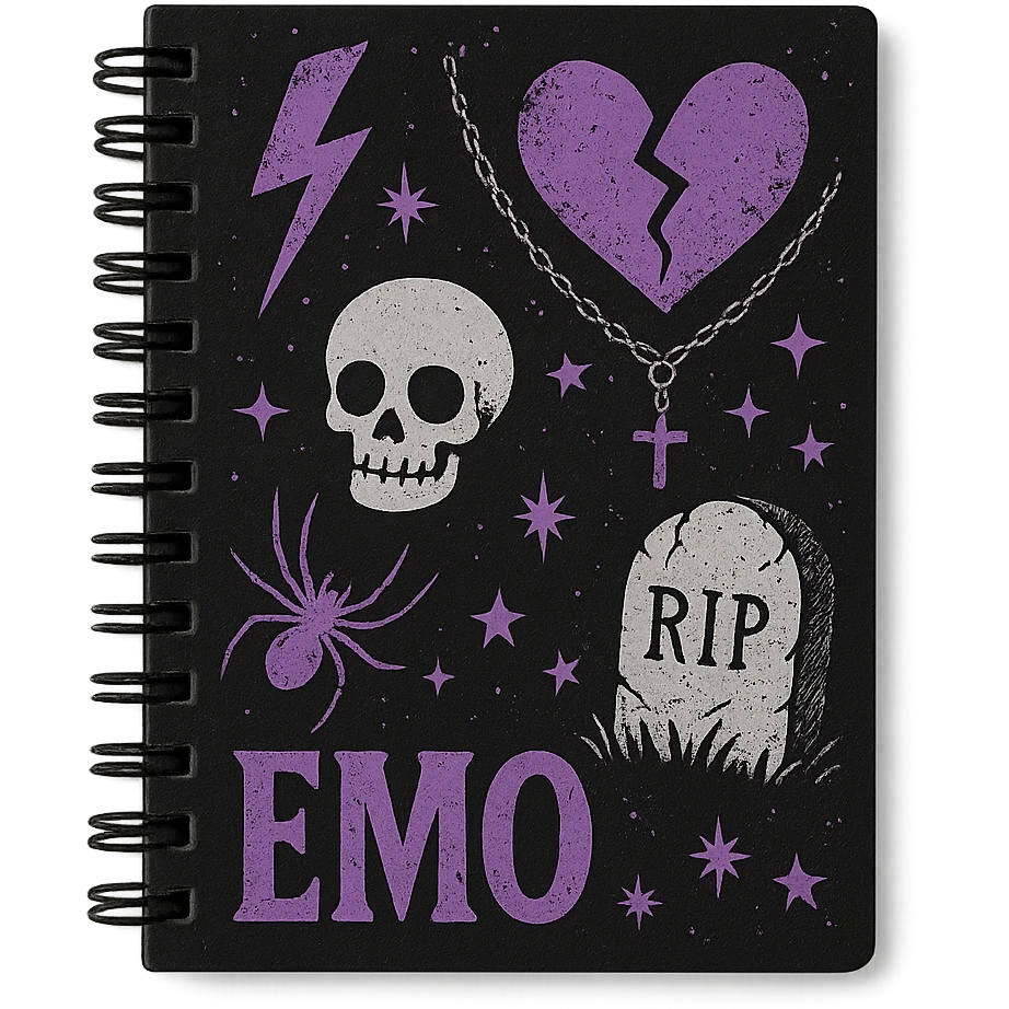emo style black and purple notebook emoji