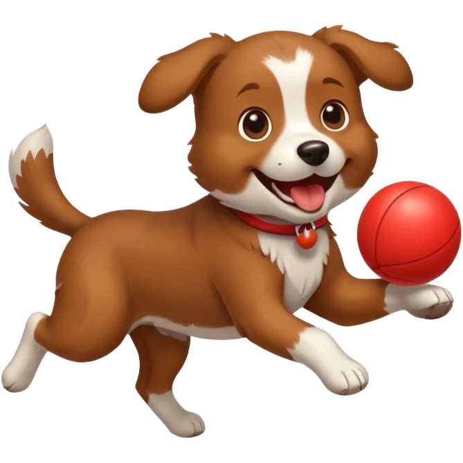 happy dog running after ball emoji