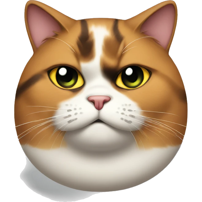 Fat Calico cat with angry eyebrows  emoji