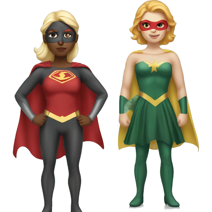 Superhero Duo Caucasian redhead female and  blonde female emoji