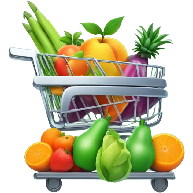 Minimalistic and modern logo for a grocery store 'РакетаМаркет' (Rocket Market). Incorporate a rocket and fresh food elements like fruits or a shopping cart. Use bold, futuristic typography with vibrant colors like green, orange, or red. emoji