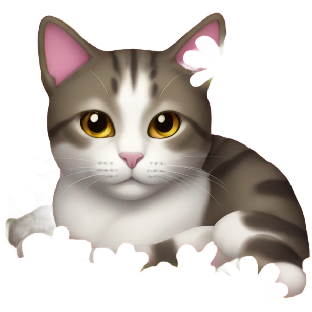 Cat laying down in flowers emoji