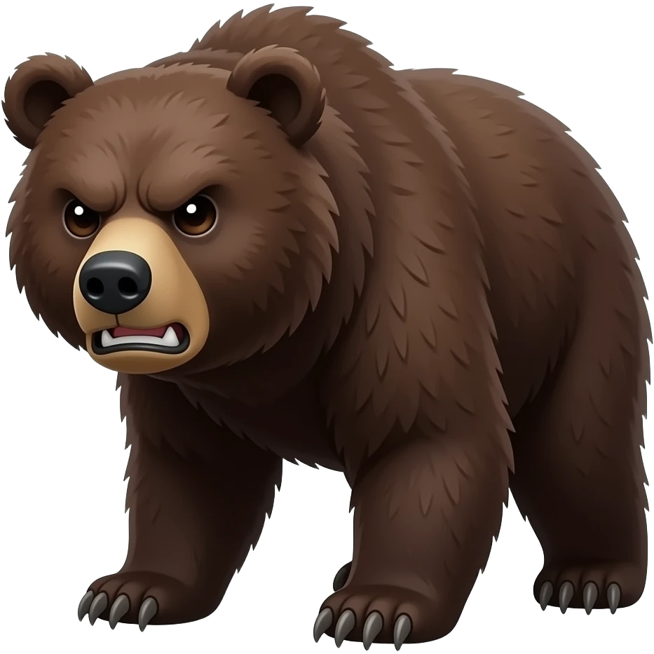 Mach einen dunkelbrauen bär wo der ganze körper von dem bär vorhanden ist der bär soll wütend aussehen emoji