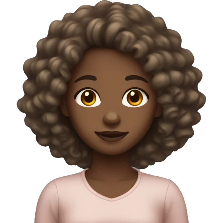 black girl with light brown eyes and long curly hair emoji