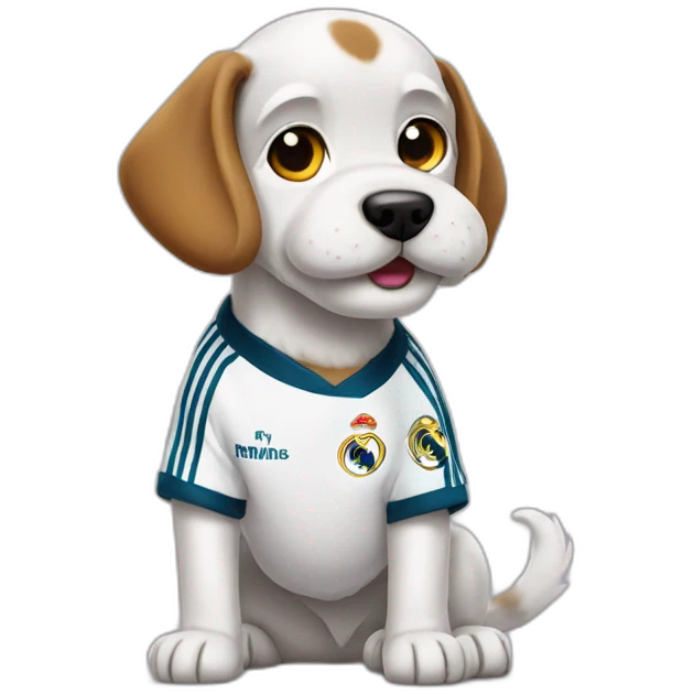 Dog with a real madrid shirt emoji