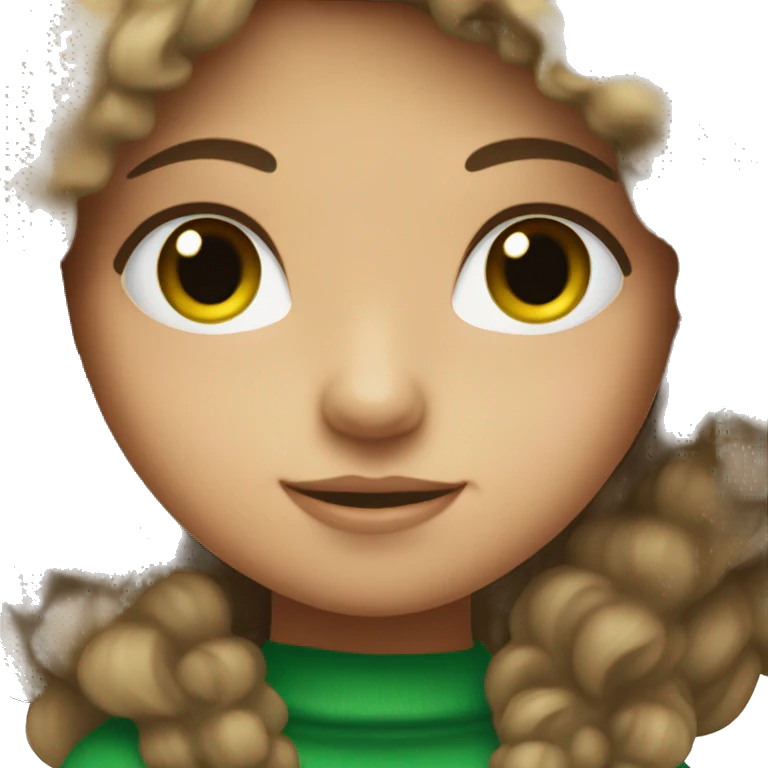 Brown hair girl with green eyes emoji