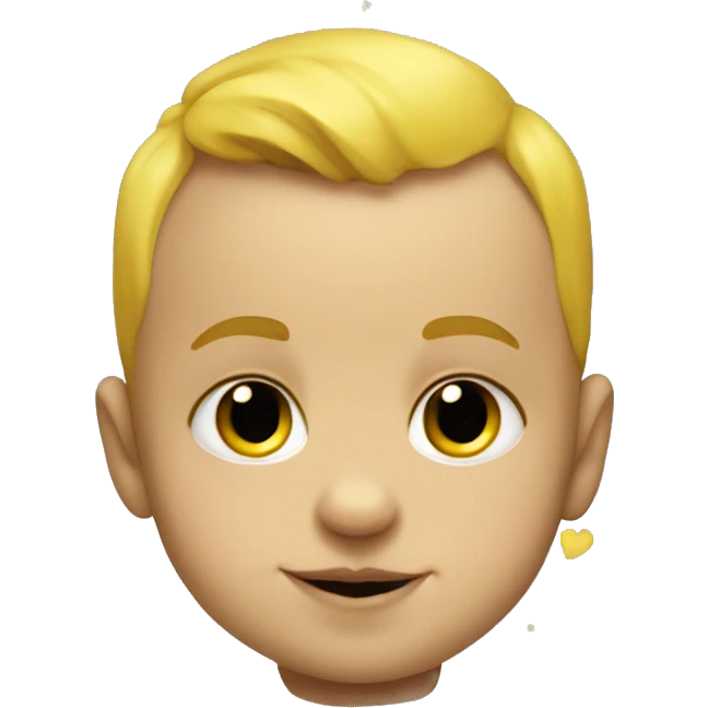 Small Baby Batman with baby face, small yellow hearts around him emoji