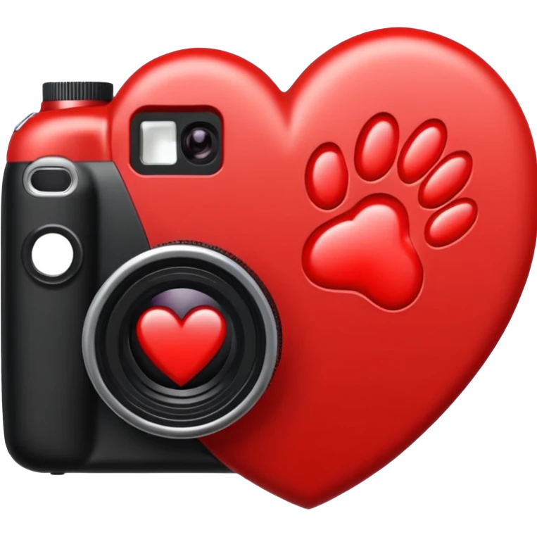 heart with a paw print and a camera emoji