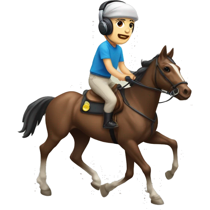 persona en carrera de caballo con audifonos de persona sordas emoji