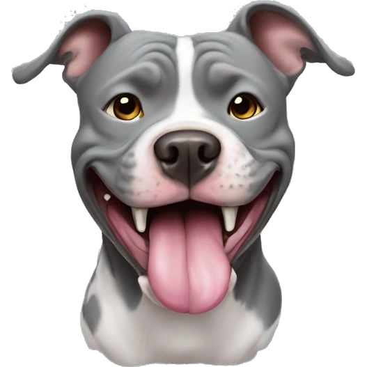 Grey Pitbull tongue out  emoji