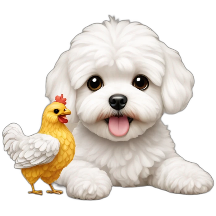 maltipoo with chicken emoji