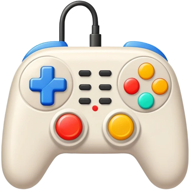 A cute cartoon joystick controller with pixel art details emoji