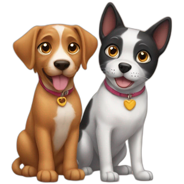 A cat and a dog friends emoji