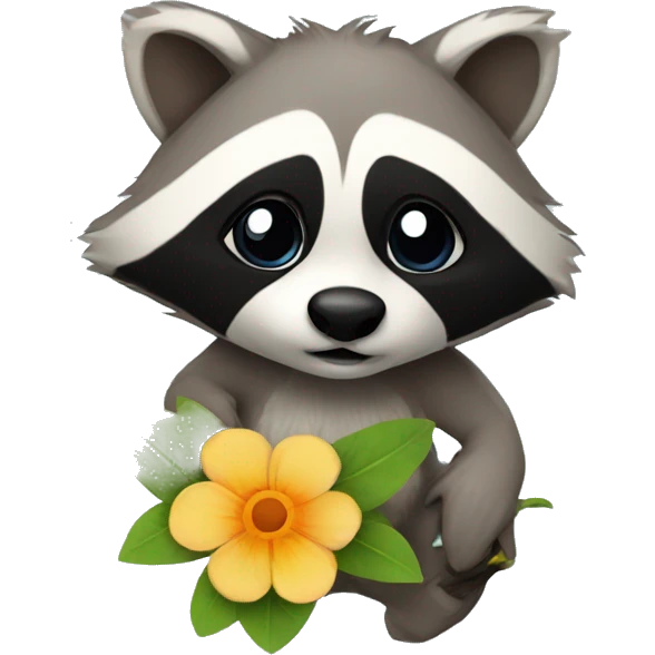 raccoon with a flower emoji