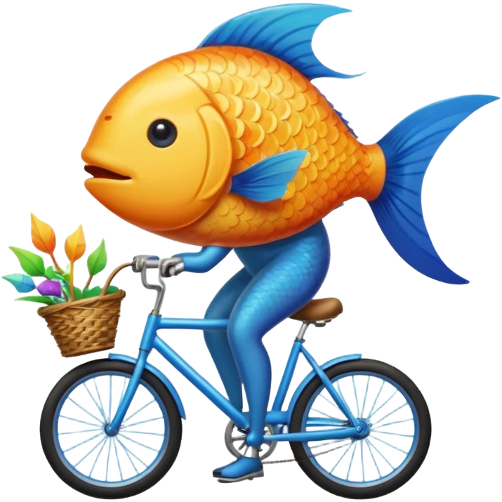 Fish on a broom on a bicycle emoji