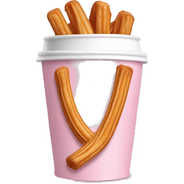 Baby Pink paper Cup with straight churros inside  emoji