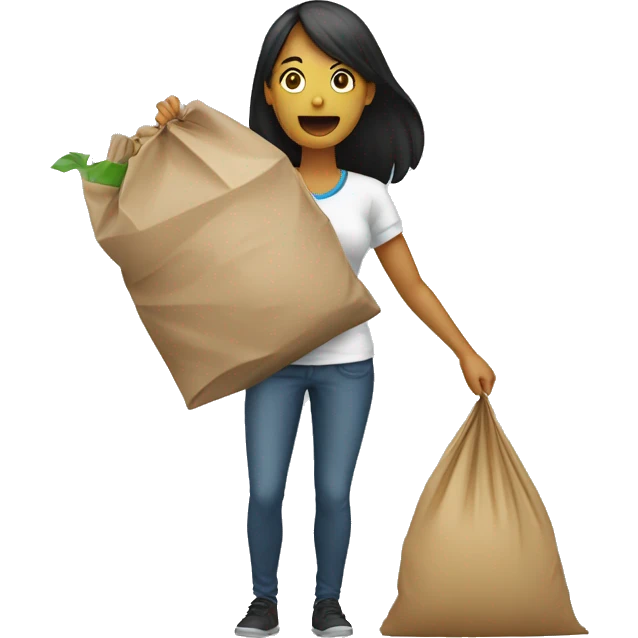 Women throwing away bag in garbage  emoji