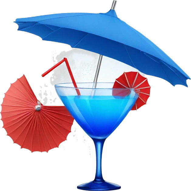 Blue Cocktail with a red parasol on top emoji
