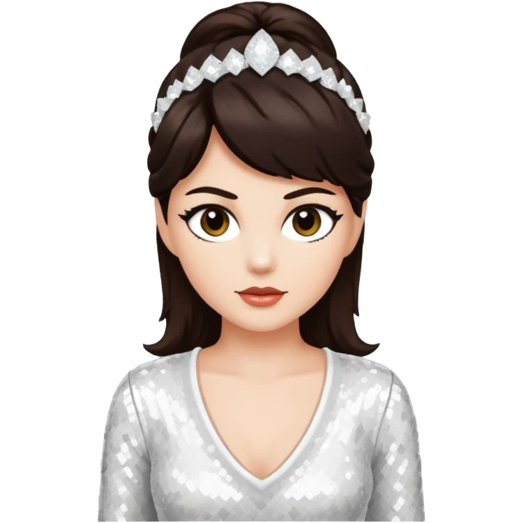 Earth Kitt with dark brown hair, white sequin outfit emoji