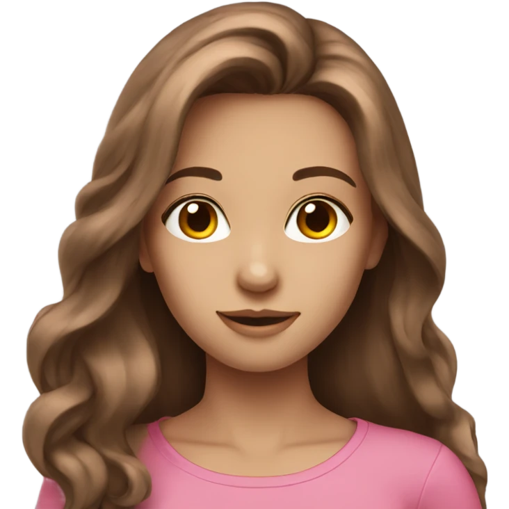 beautiful girl long brown hair pink top emoji