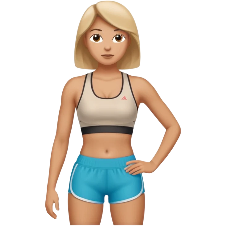 average woman's torso wearing a sports bra and shorts emoji