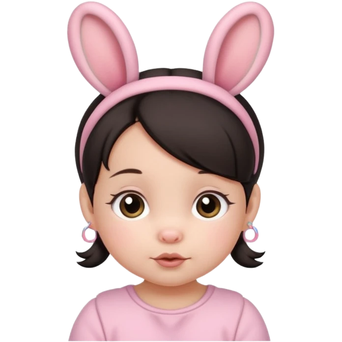 bunny ear accessory wearing baby dark haired piggy bun emoji