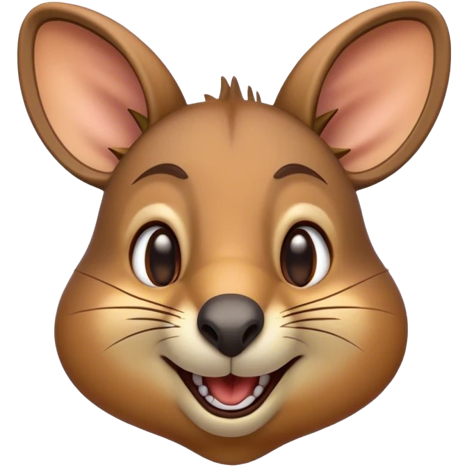 Cinematic Comical Wallaby Portrait Emoji, Head tilted dramatically with an exaggeratedly amused expression, featuring a striking tan and brown fur with wide, expressive eyes filled with playful disbelief, Simplified yet hilariously expressive features, highly detailed, glowing with a slightly sassy glow, high shine, dramatic yet playful, stylized with an air of cheeky outback mischief, bright and endearing, soft glowing outline, capturing the essence of a spirited and over‐the‐top wallaby, so meme‐worthy it feels like it could bounce its way into internet fame instantly! emoji