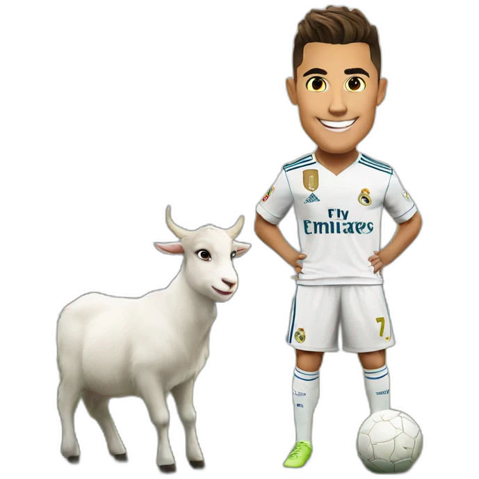 Cristiano Ronaldo At Real Madrid on the back of a goat emoji