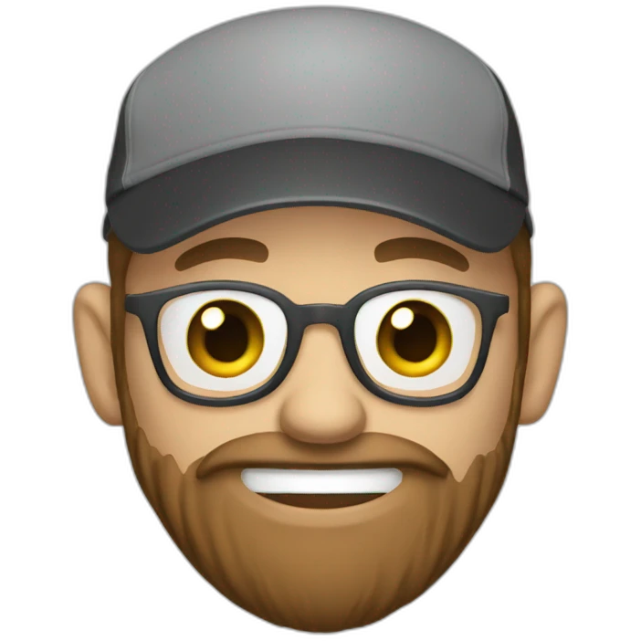 cap grey man brown beard emoji