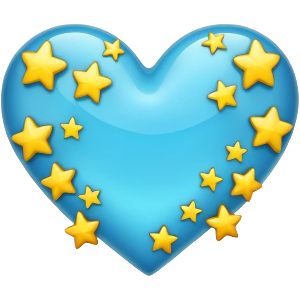 Lake Blue Heart with yellow stars inside it emoji