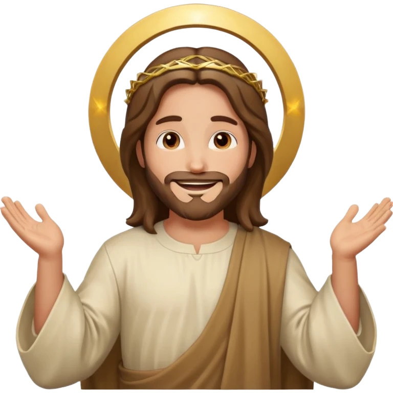 Jesus emoji, open arms, welcoming, halo emoji