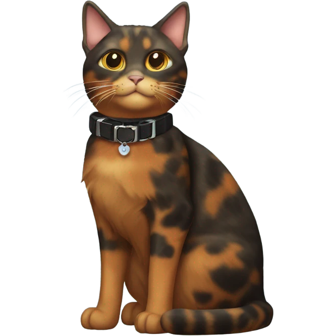 tortoiseshell cat with cat collar full body from half side perspective emoji